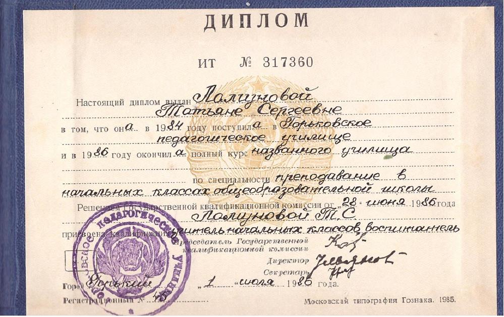Диплом об образовании.