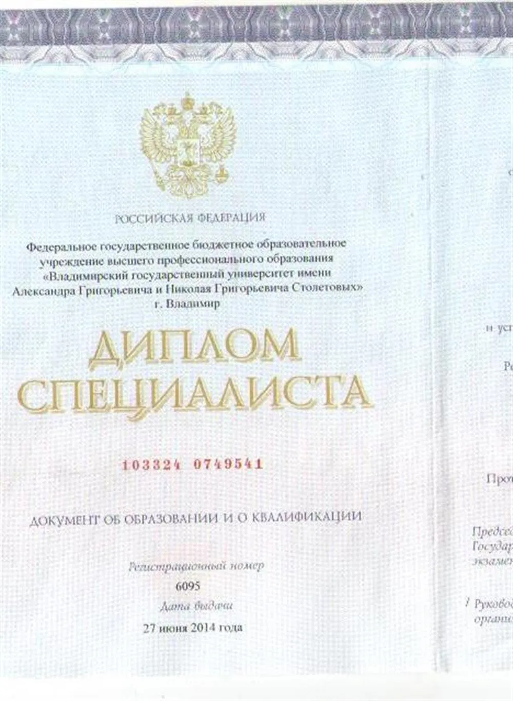Диплом ВлГУ