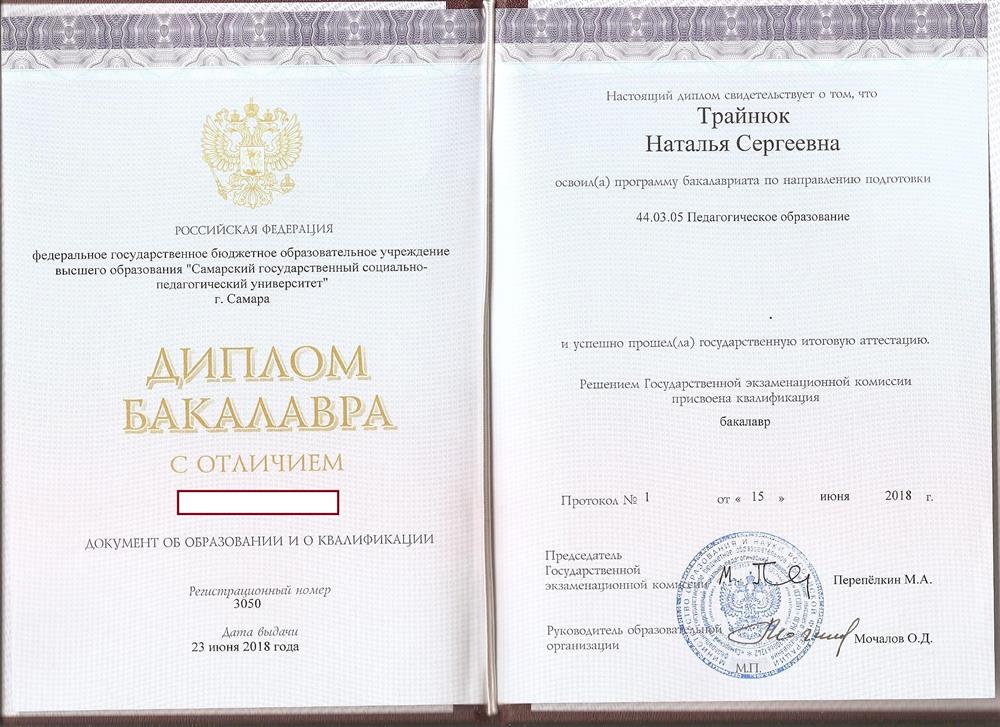 Диплом об окончании бакалавриата
