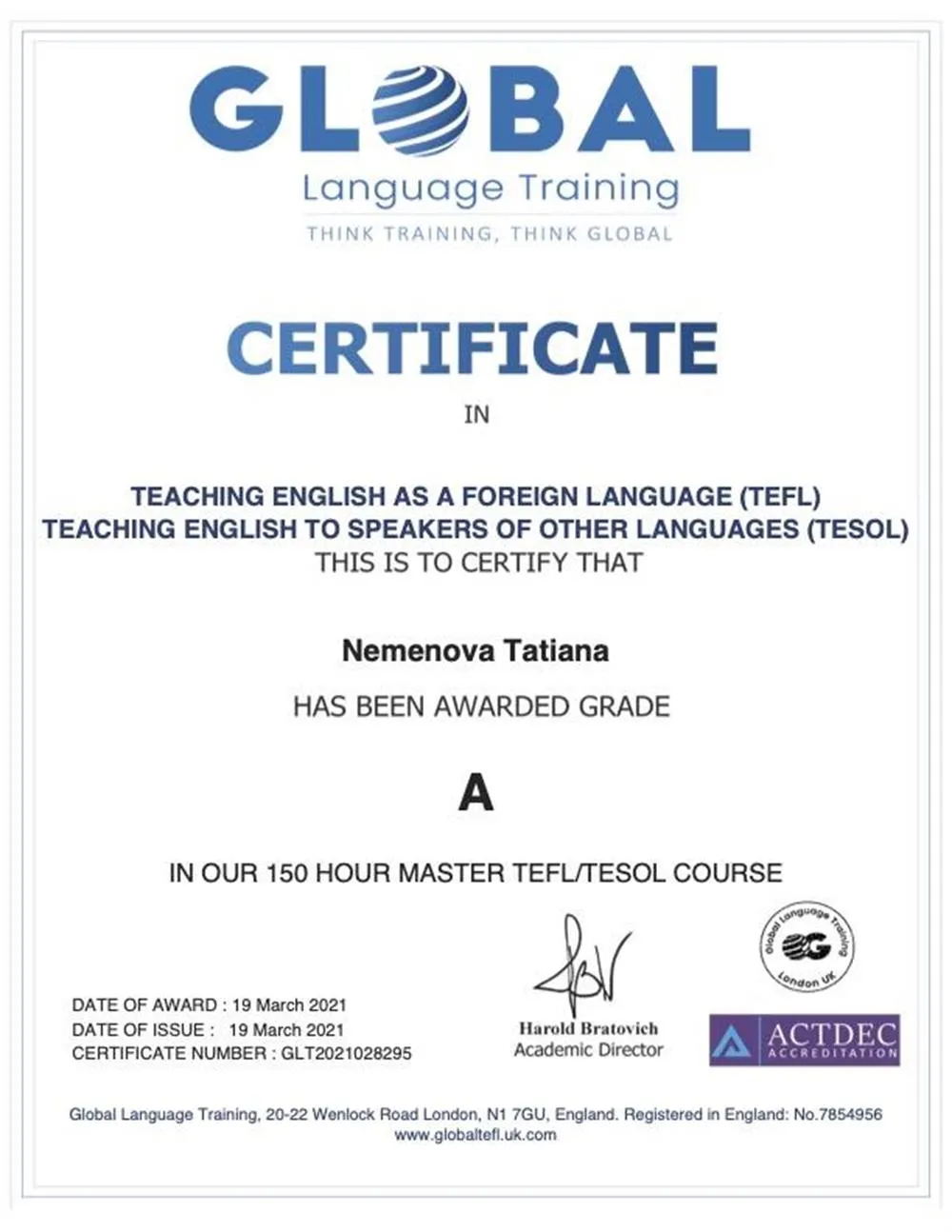TEFL/TESOL certificate