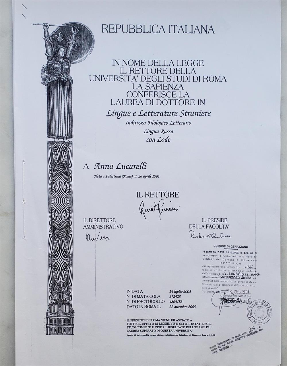 Laurea in lingue e letterature straniere 