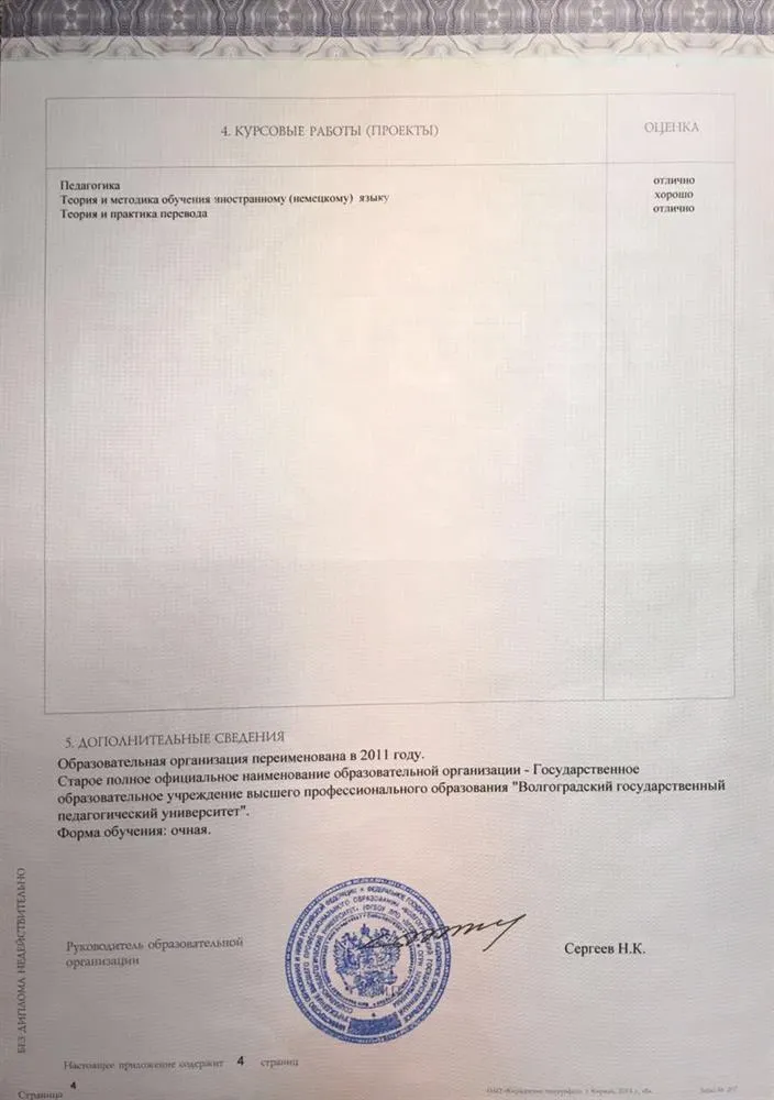 Приложение к диплому