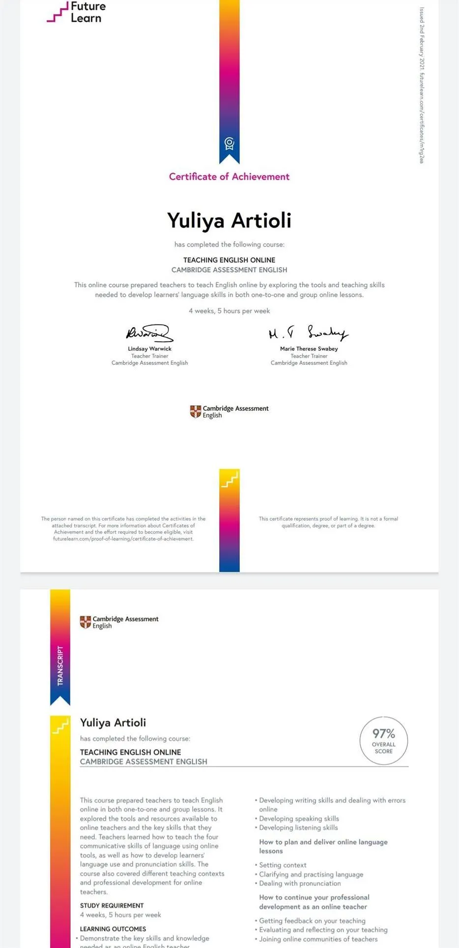 Cambridge online teaching course