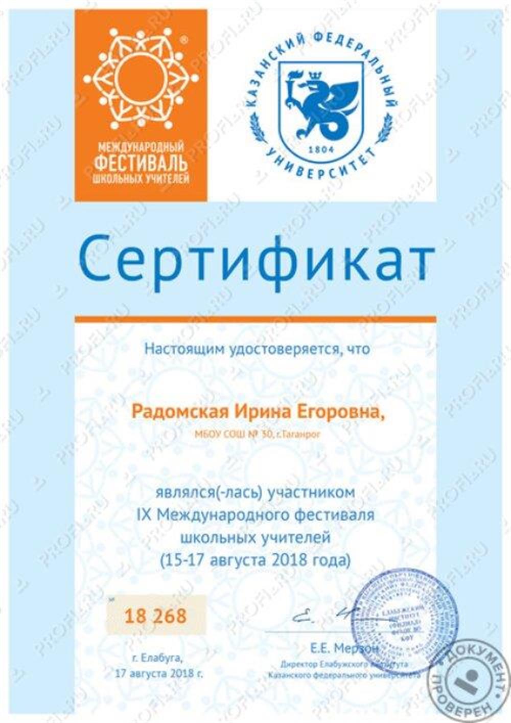Международный фестиваль школьных учителей 2017