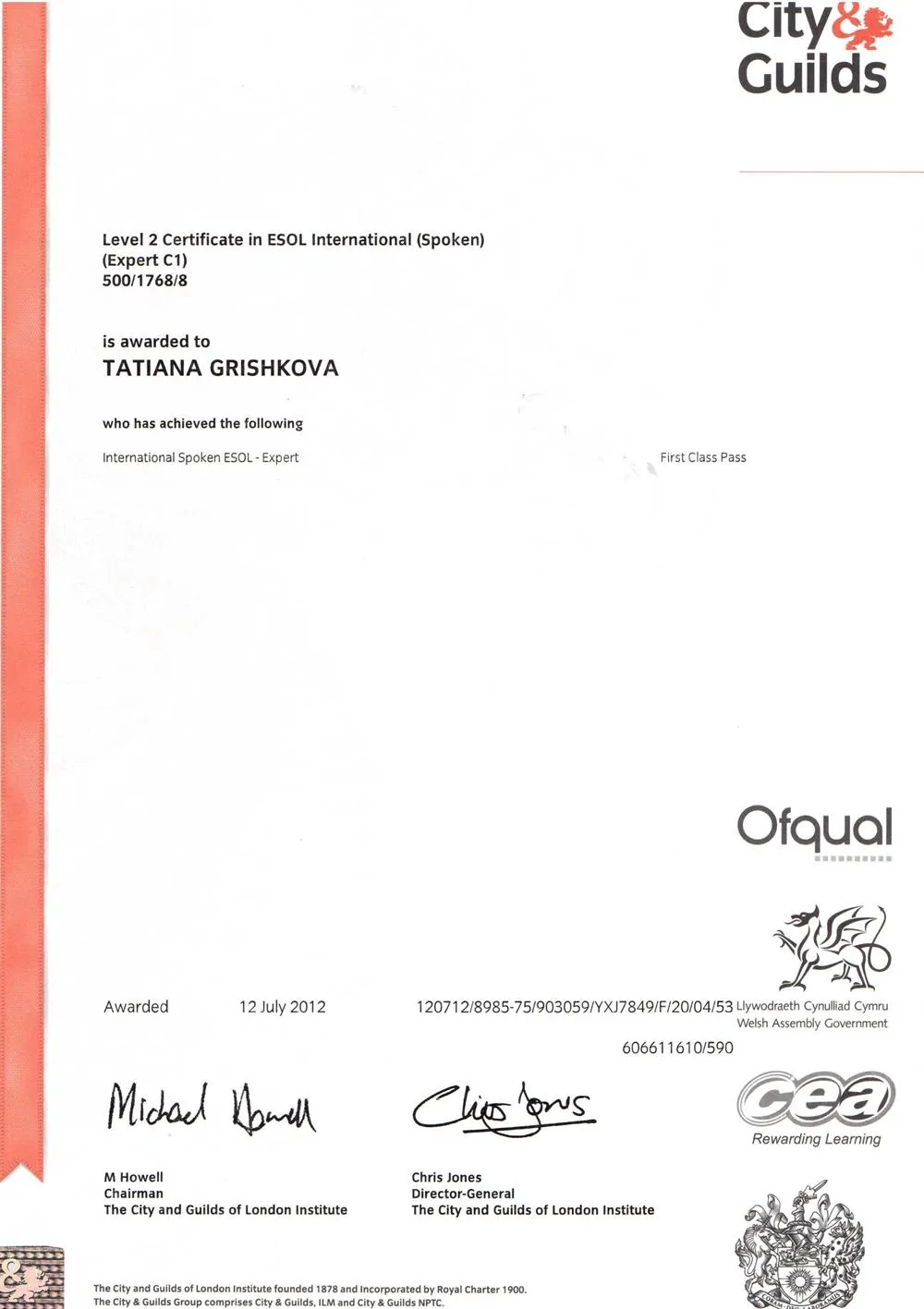 Certificate in ESOL International (Spoken) 