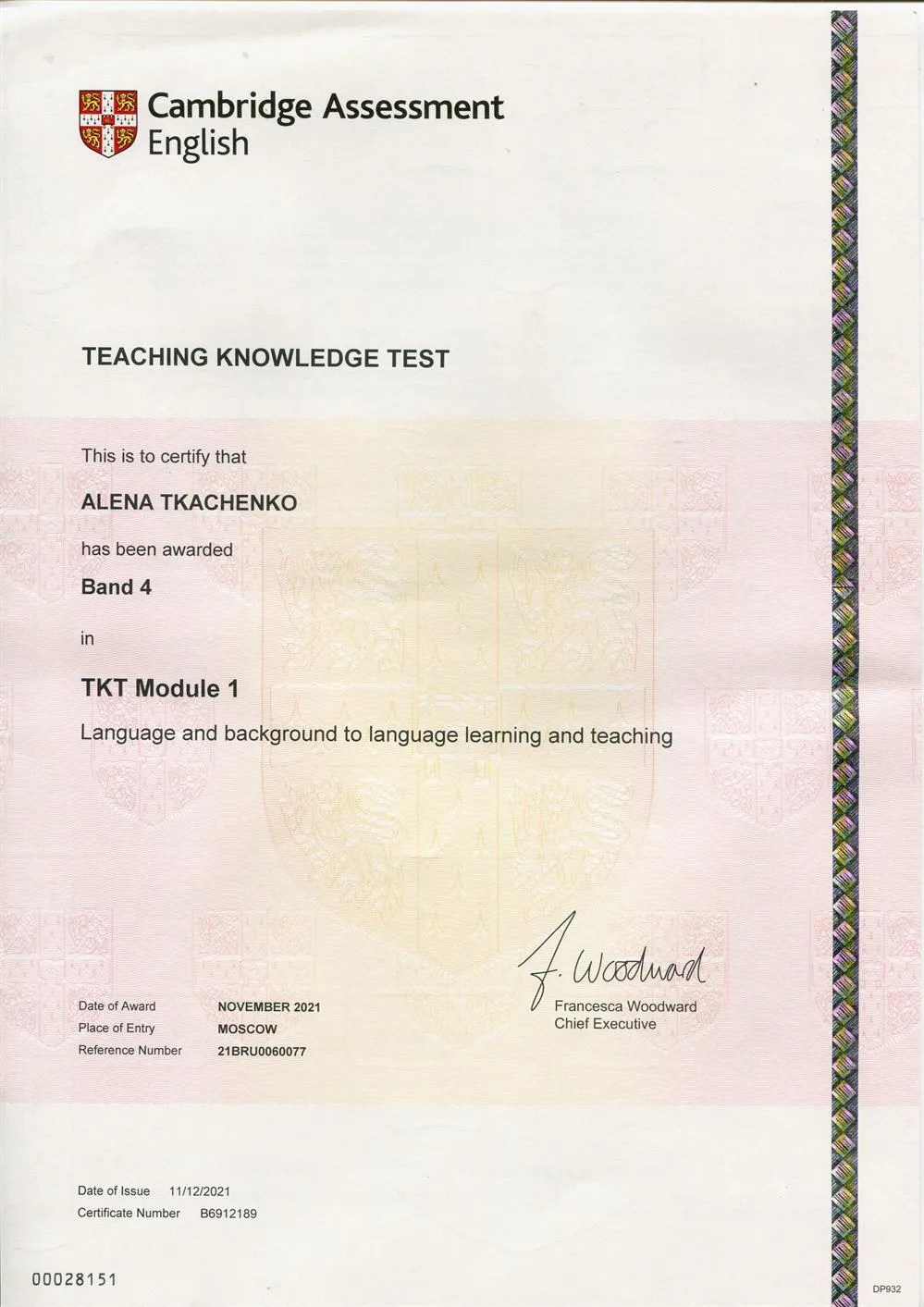 TKT Certificate