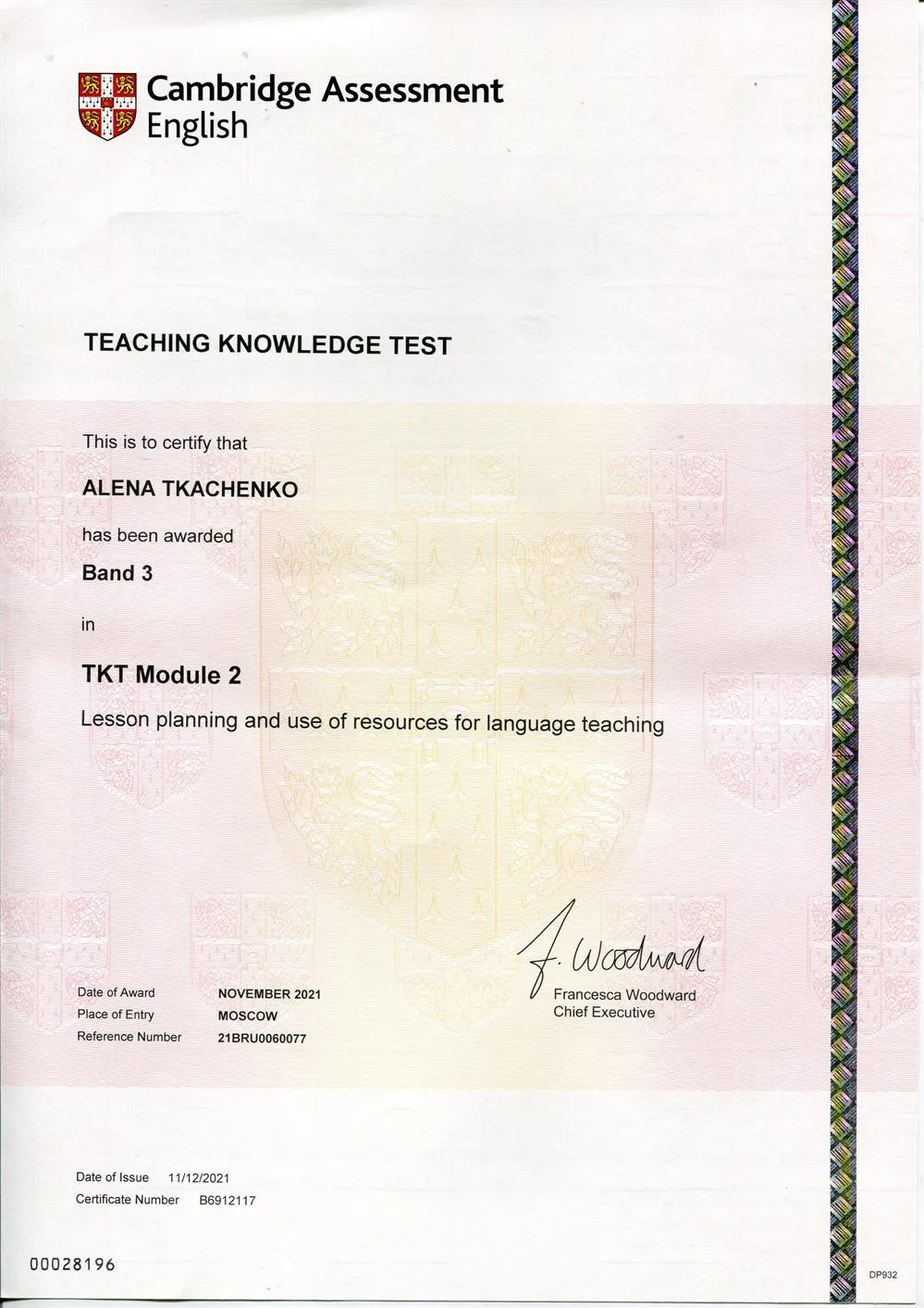 TKT Certificate