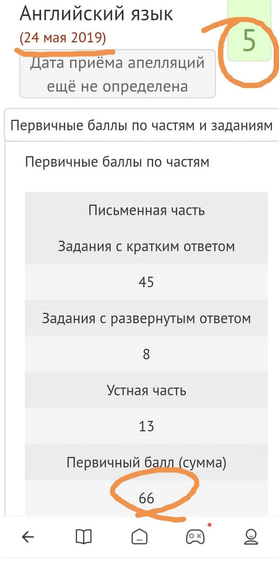 ОГЭ английский результат 66 из 68 пятерка