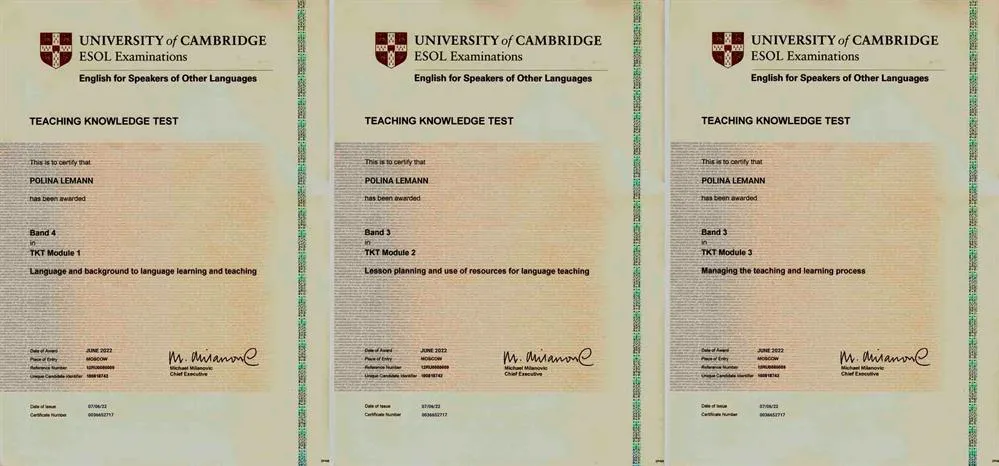 The Teaching Knowledge Test (TKT) - Кэмбриджский экзамен для преподавателей английского языка, оценивающий знание методики преподавания английского.