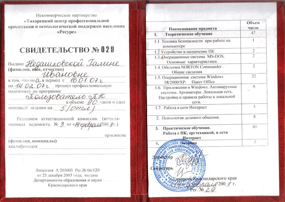 Свидетельство