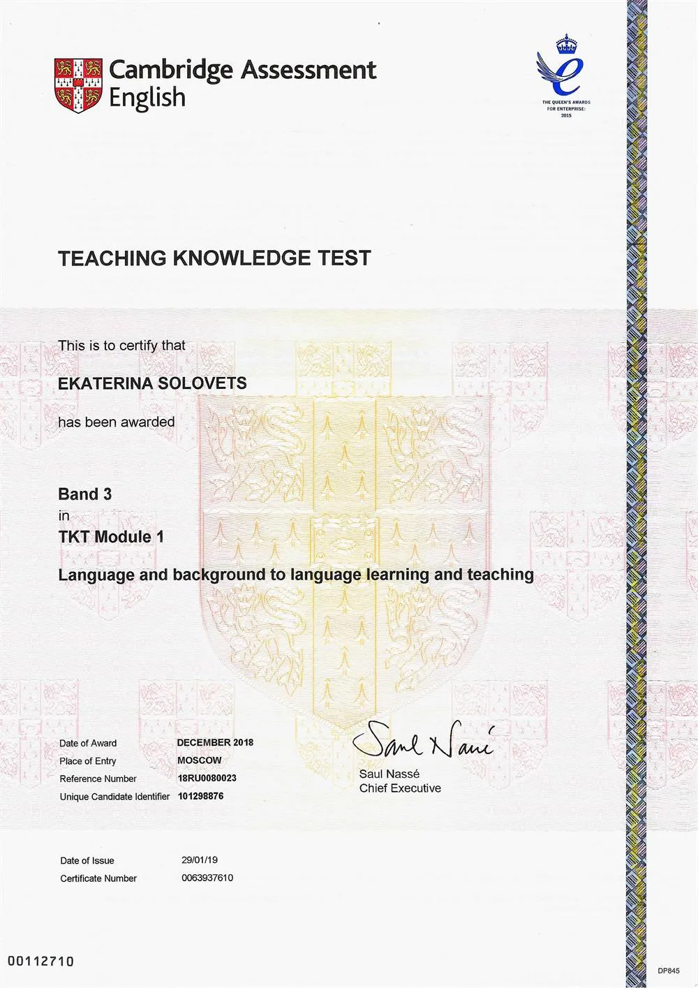 Cambridge Certificate Teaching Knowledge Test 
