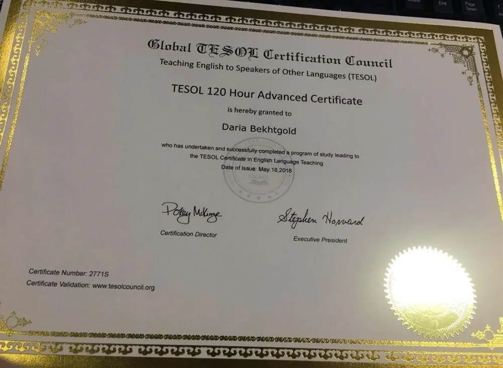 TESOL certificate