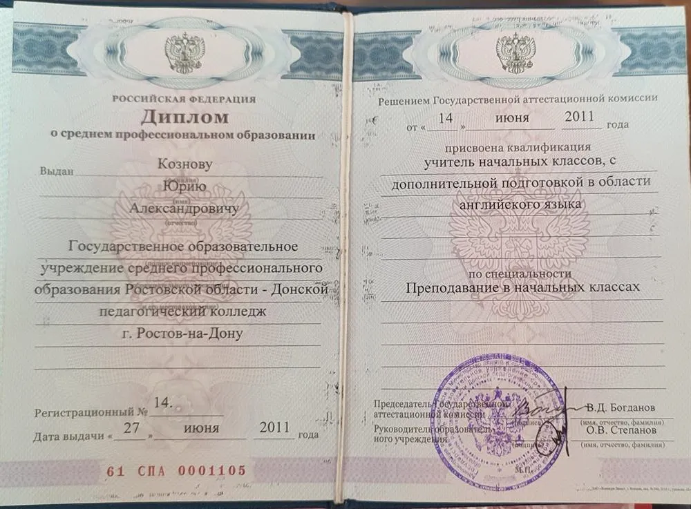 Диплом учителя начальных классов