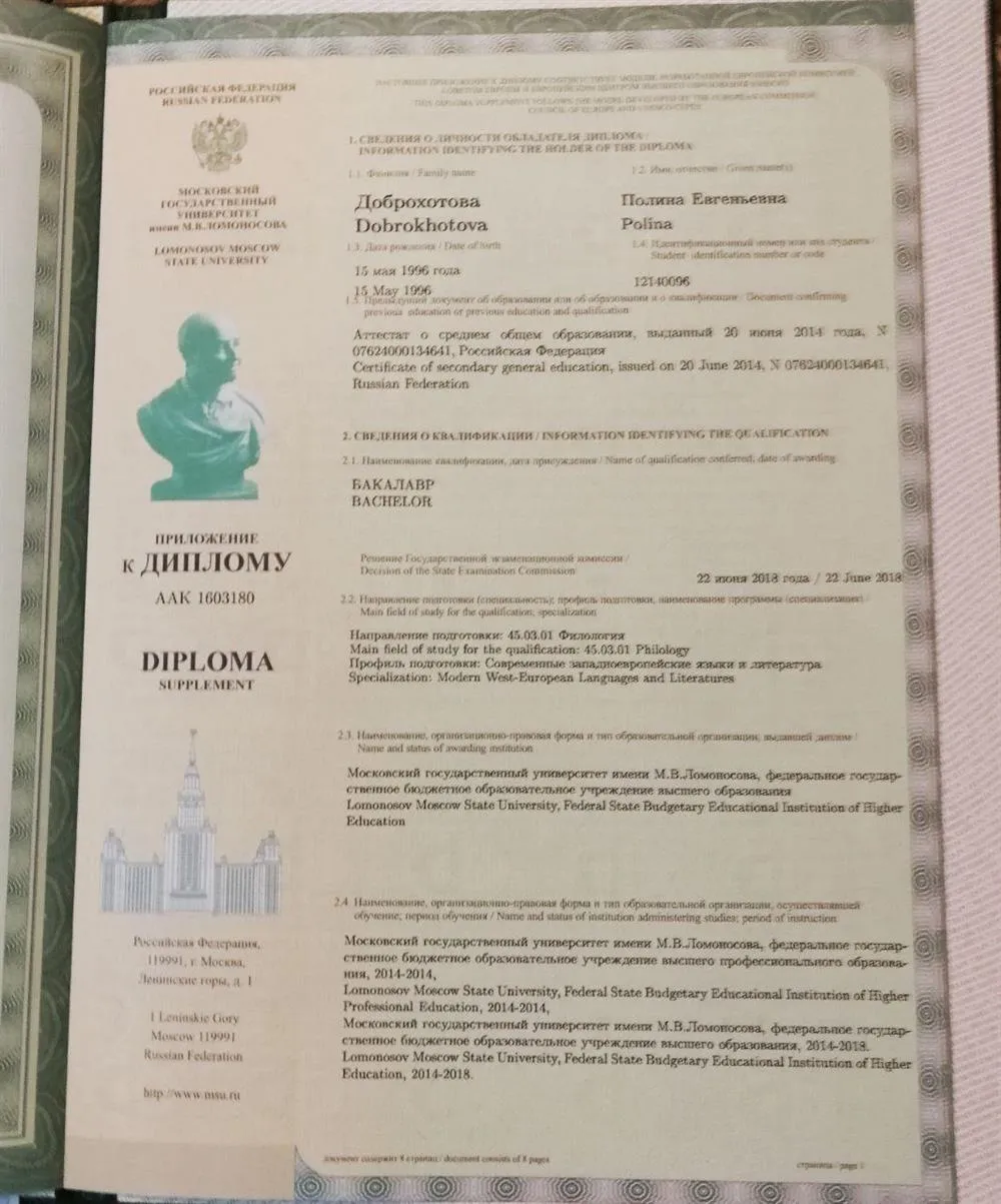 Приложение к диплому