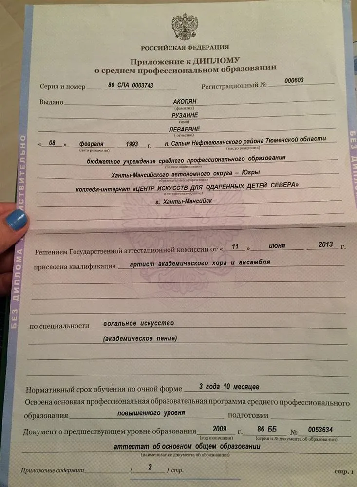 Приложение к диплому