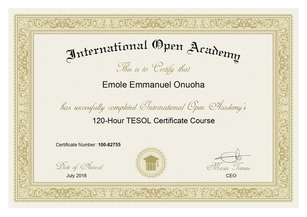 International TESOL training certificate 