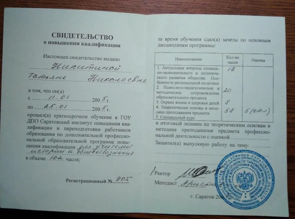 Свидетельство