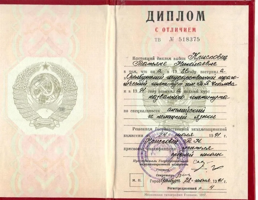 Диплом об образовании