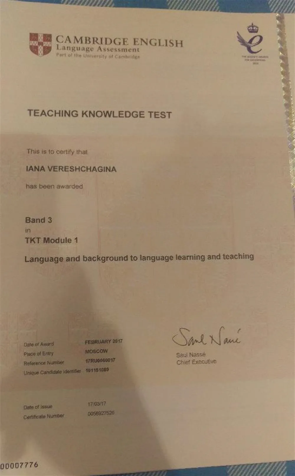 The Teaching knowledge Test