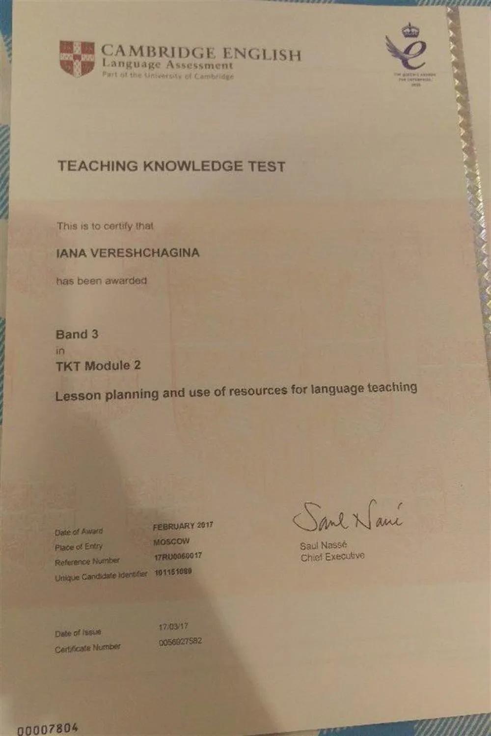 The Teaching knowledge Test