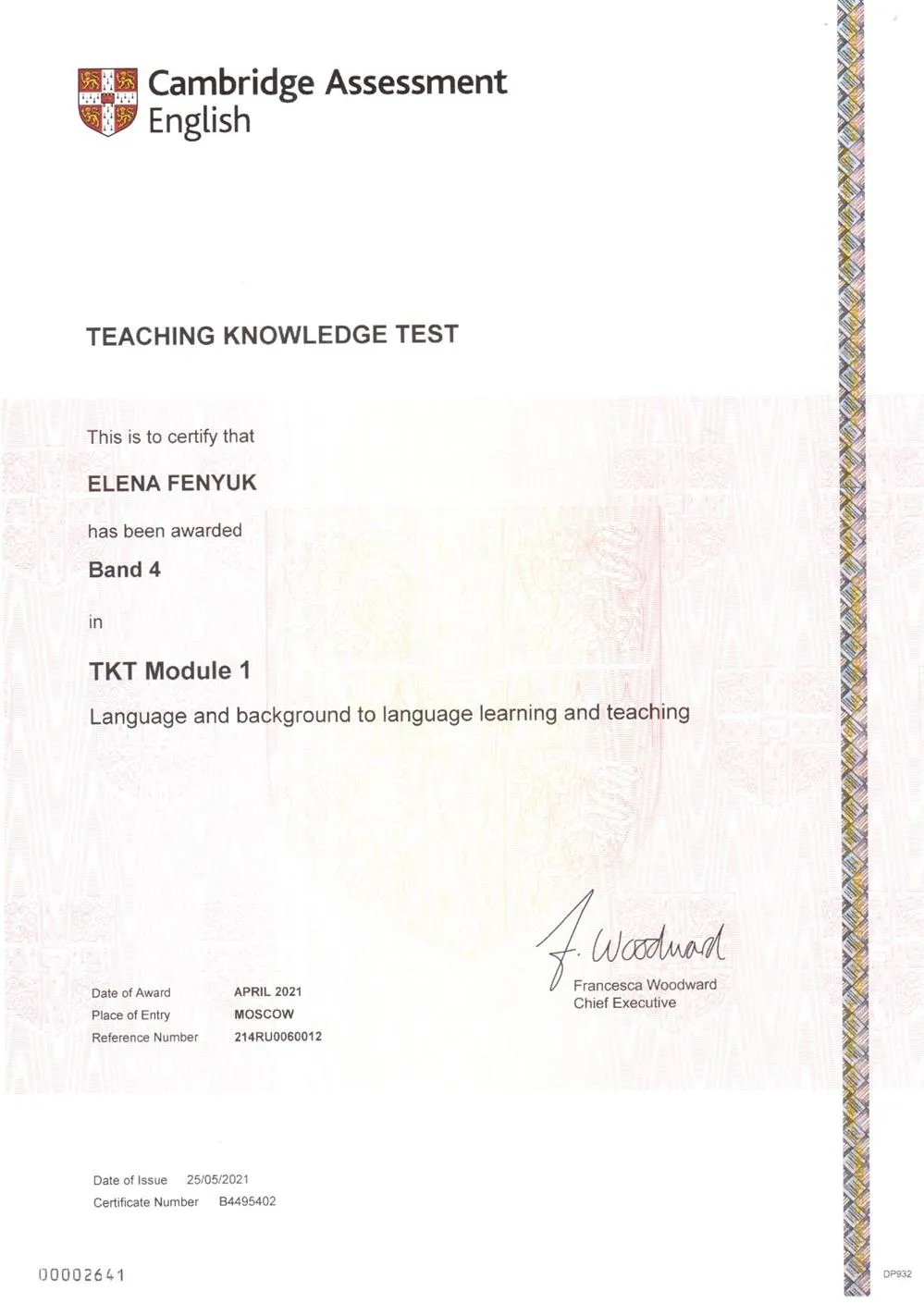 Сертификат Teaching Knowledge Test Module 1