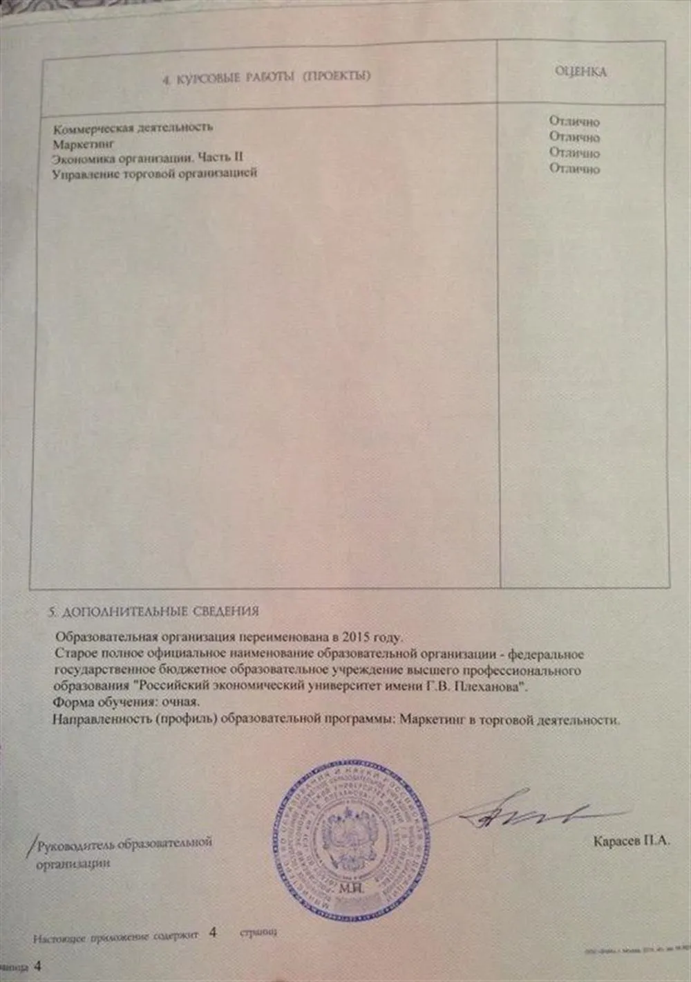 Приложение к диплому