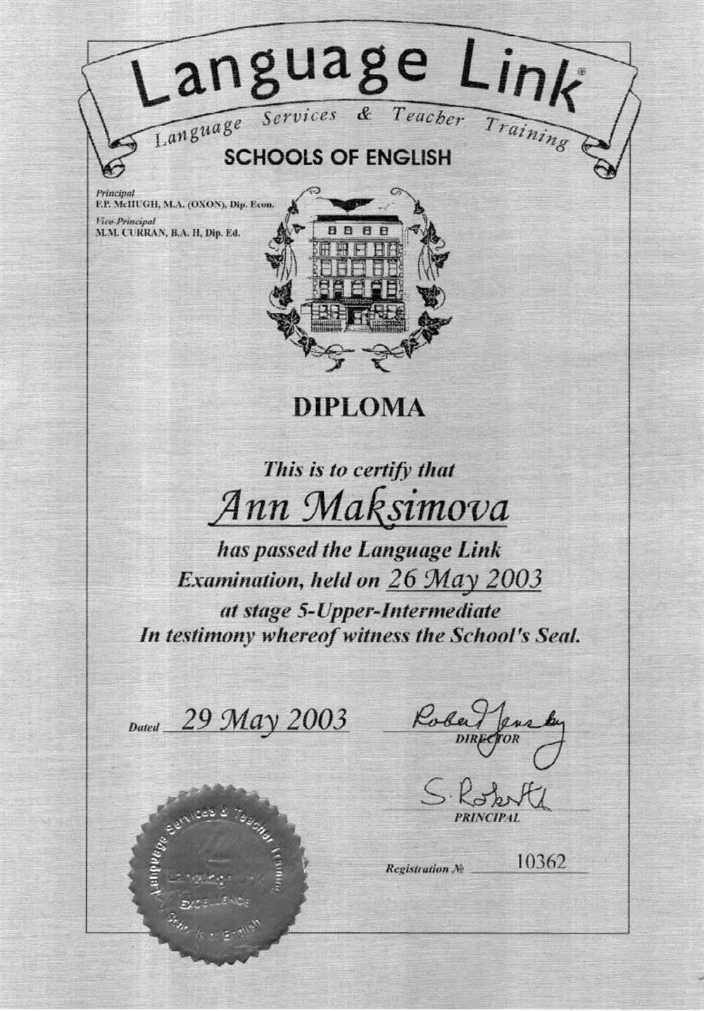 Diploma of Language Link school - Language Services & Teacher Training