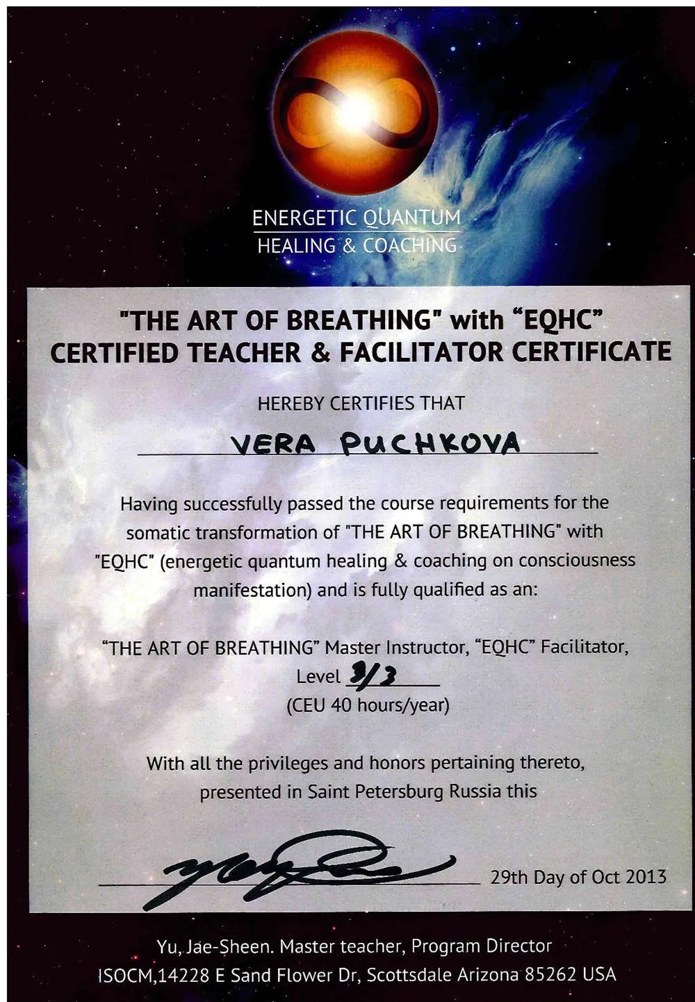 Сертификат 2013