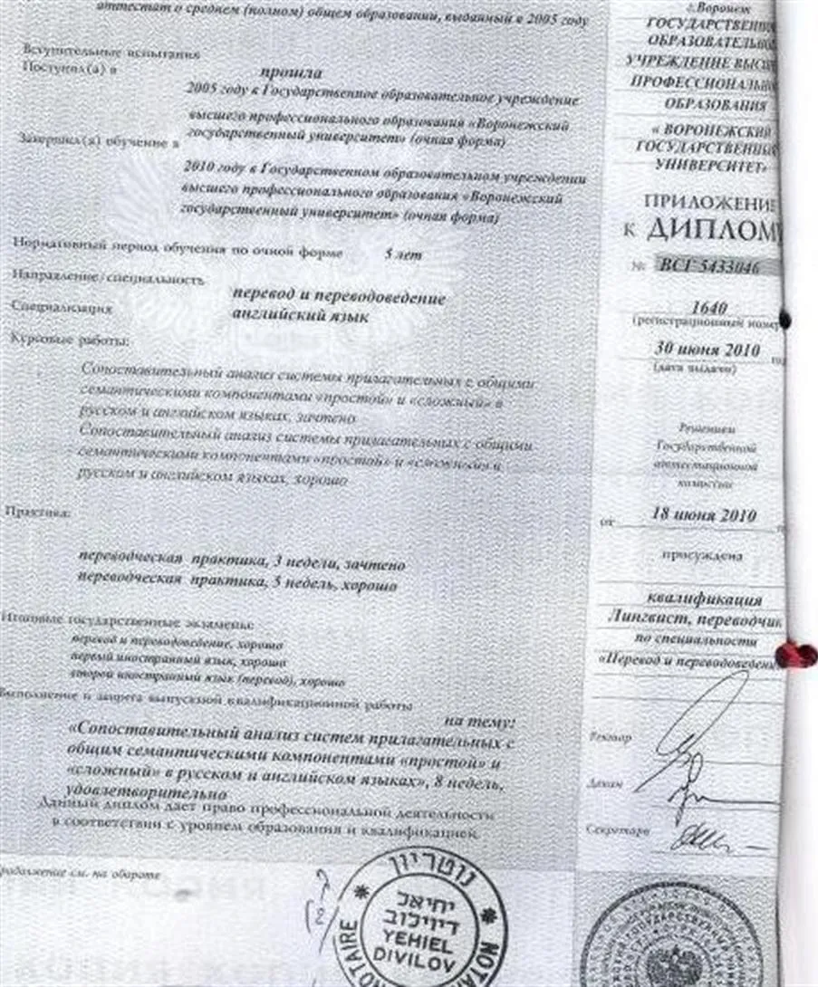 Приложение к диплому