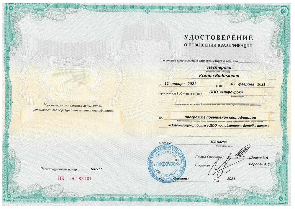 организация работы в ДОО по подготовке к школе