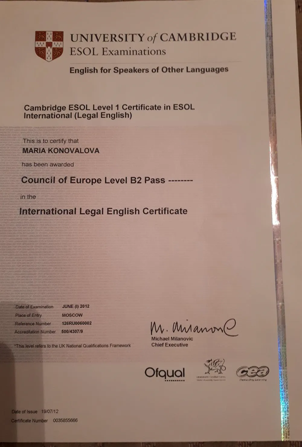 International Legal English Certificate (ILEC)