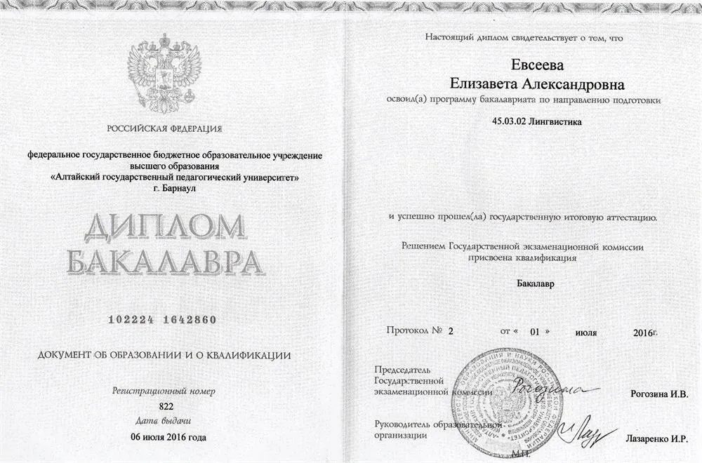 Диплом бакалавра