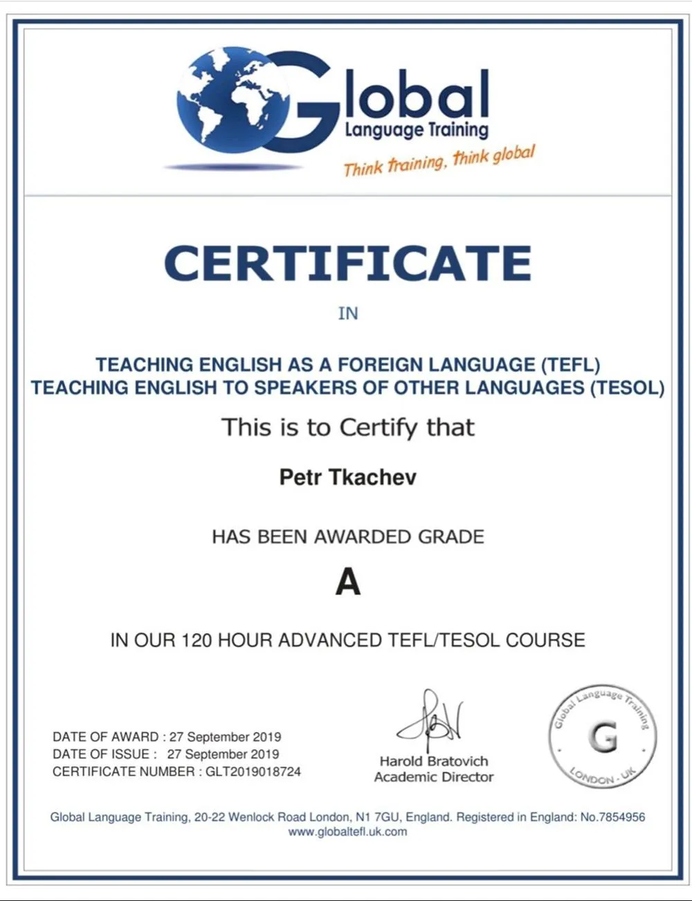Международный сертификат TEFL/TESOL
