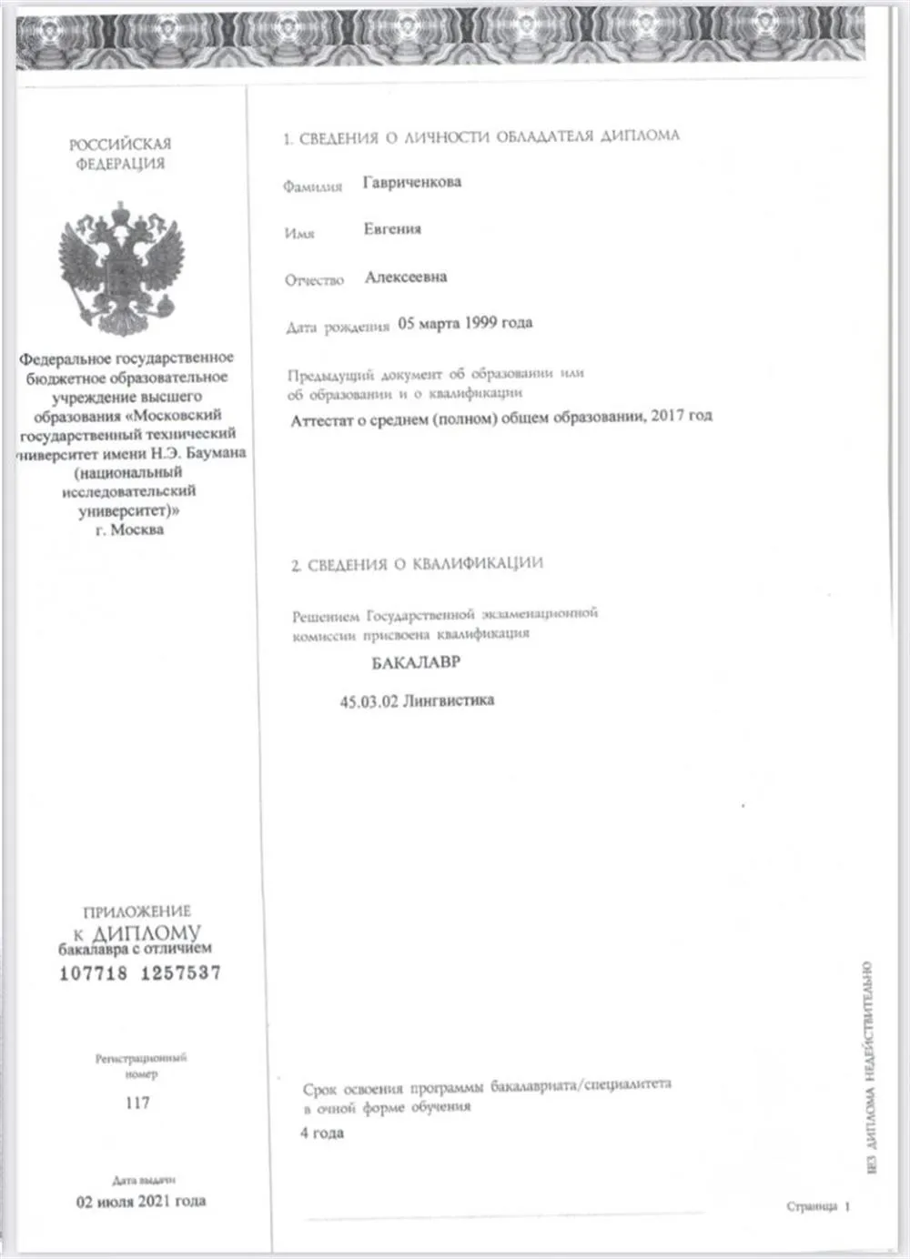 Диплом бакалавра