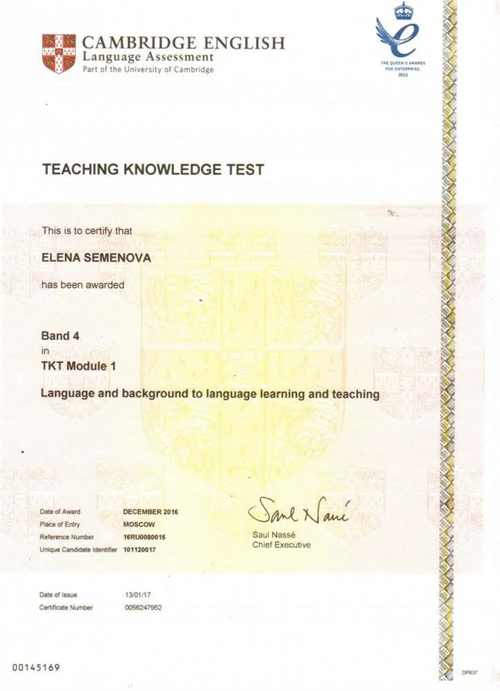 Cambridge English Teaching Knowledge Test - Module 1