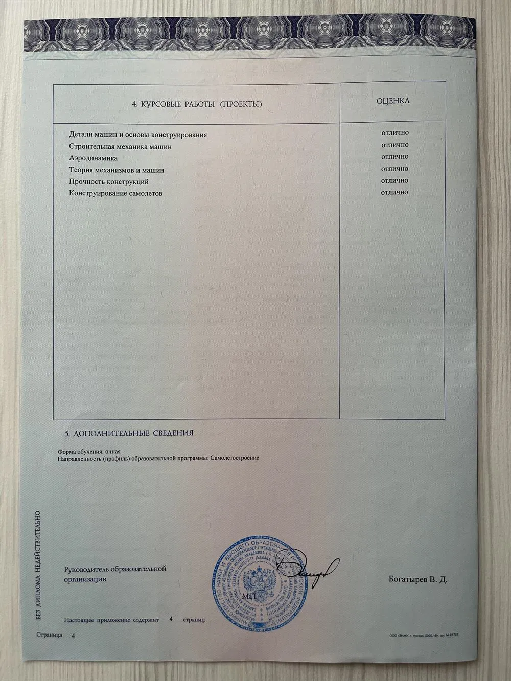 Диплом о высшем образовании 