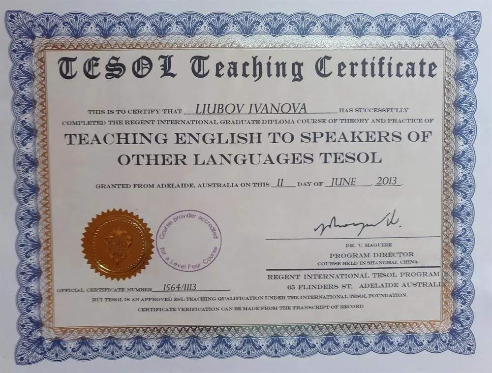 Tesol certificate