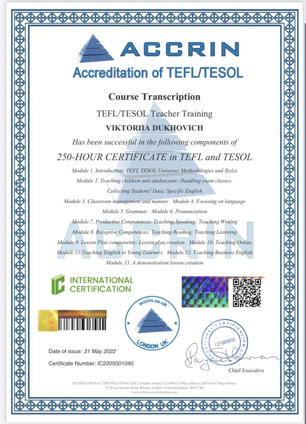 TEFL/TESOL Diploma