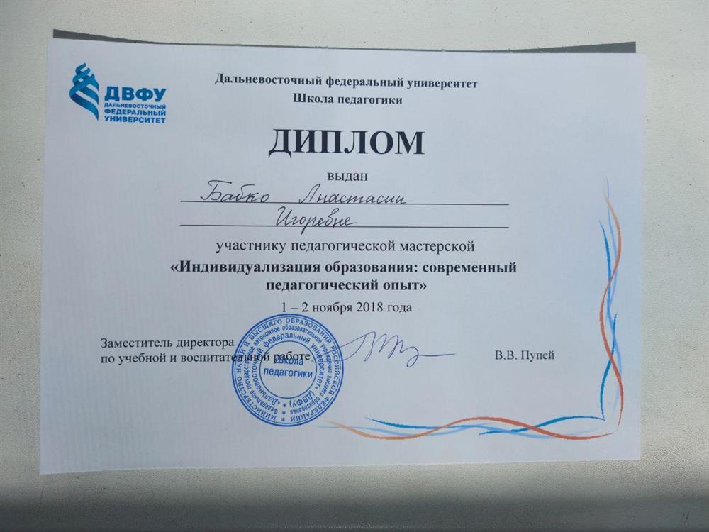 Педагогическая мастерская "Индивидуализация образования: современный педагогический опыт"