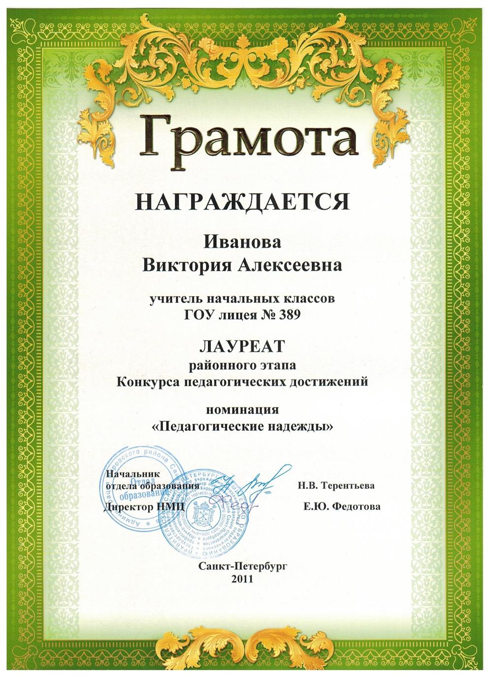 Грамота Лауреата