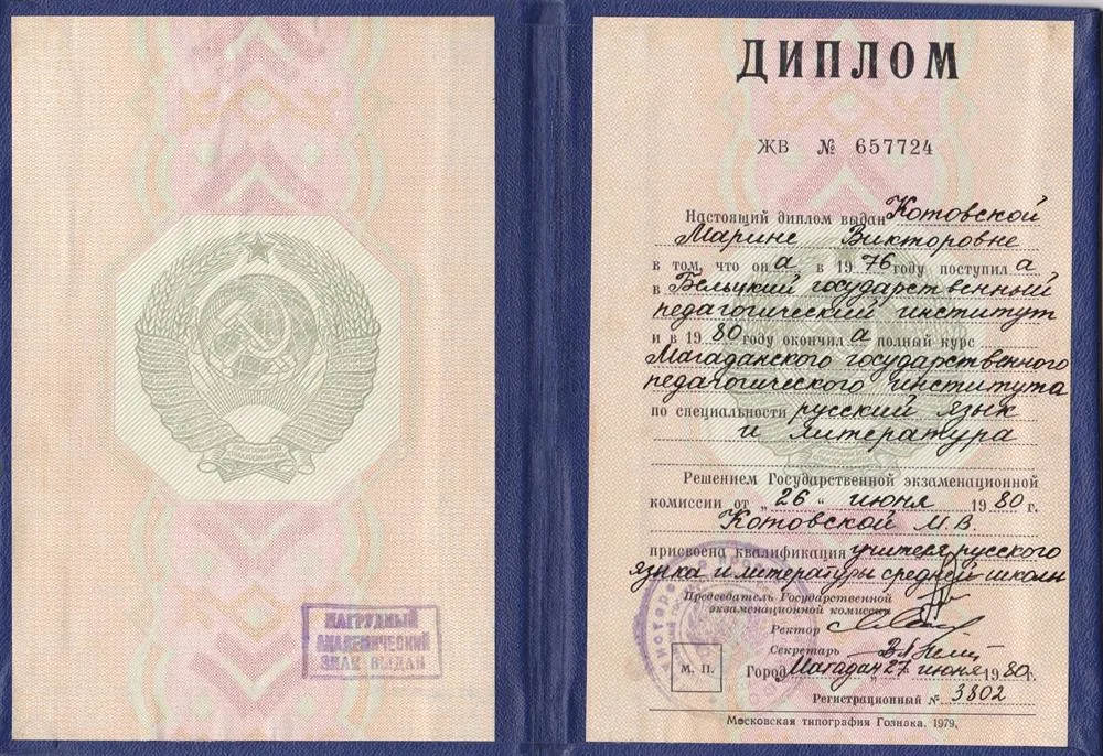Диплом учителя русского языка и литературы