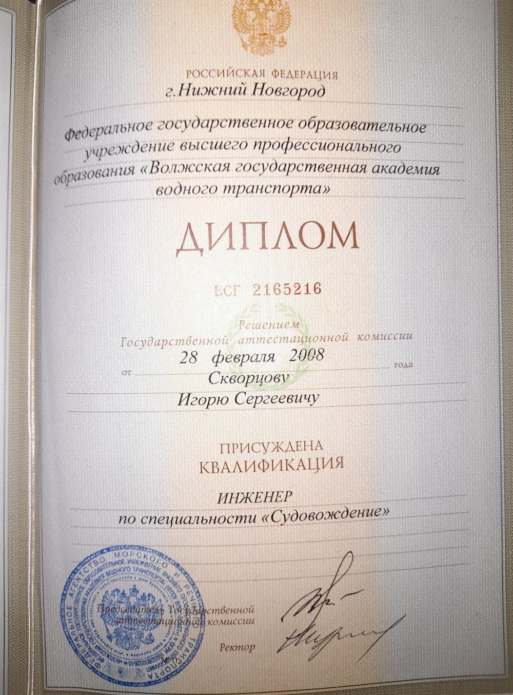 Диплом об образовании.