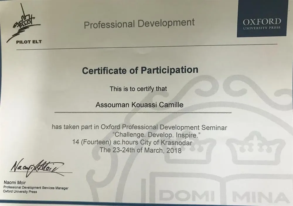 Certificate of Participation OXFORD