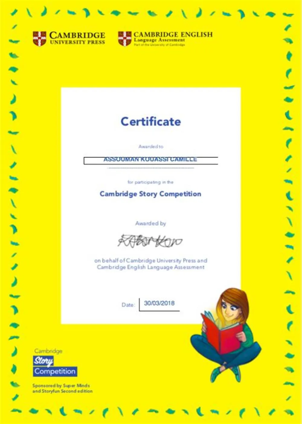 CAMBRIDGE STORY CERTIFICATE