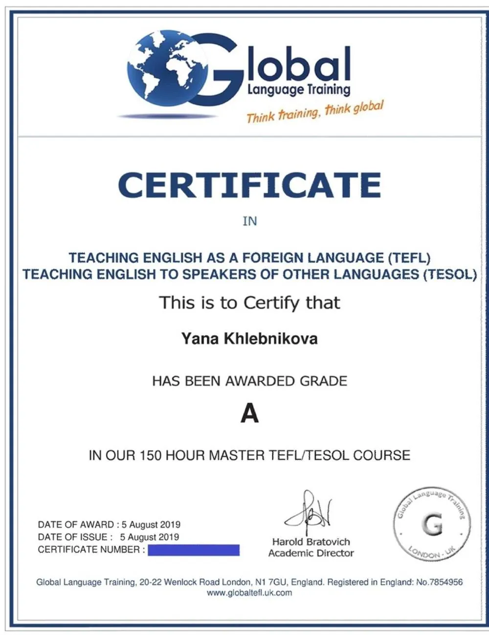 TEFL/TESOL 150 HOURS