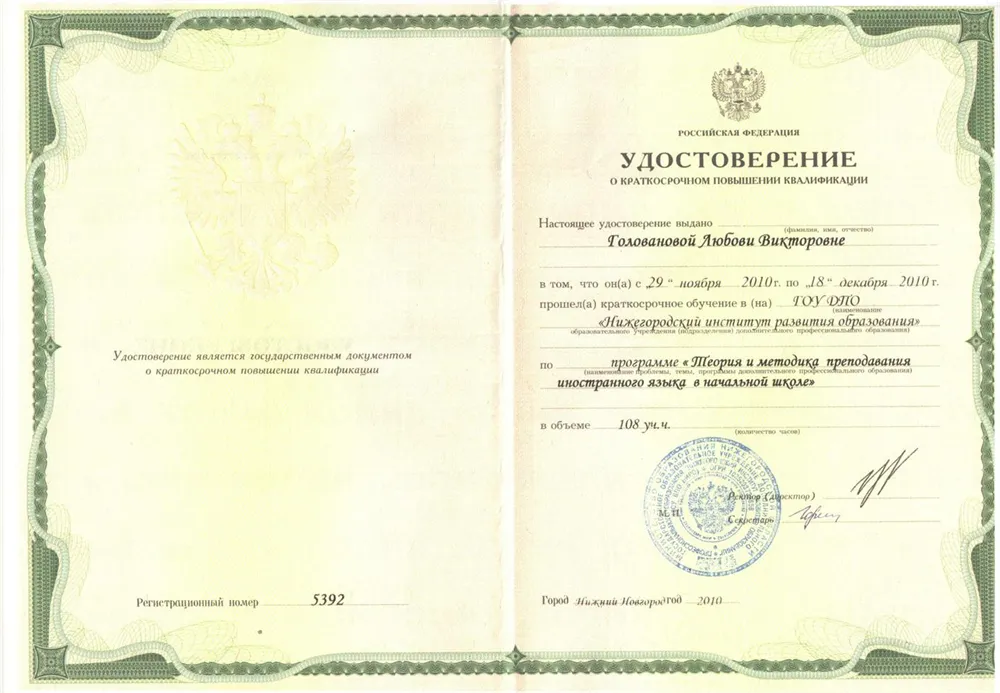 Удостоверение о повышении квалификации