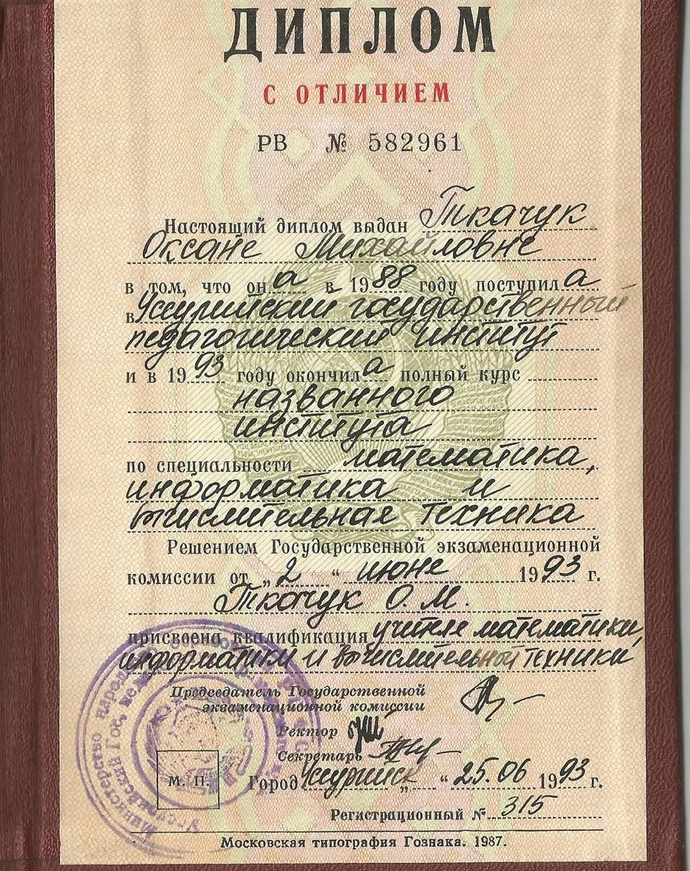 Диплом об образовании