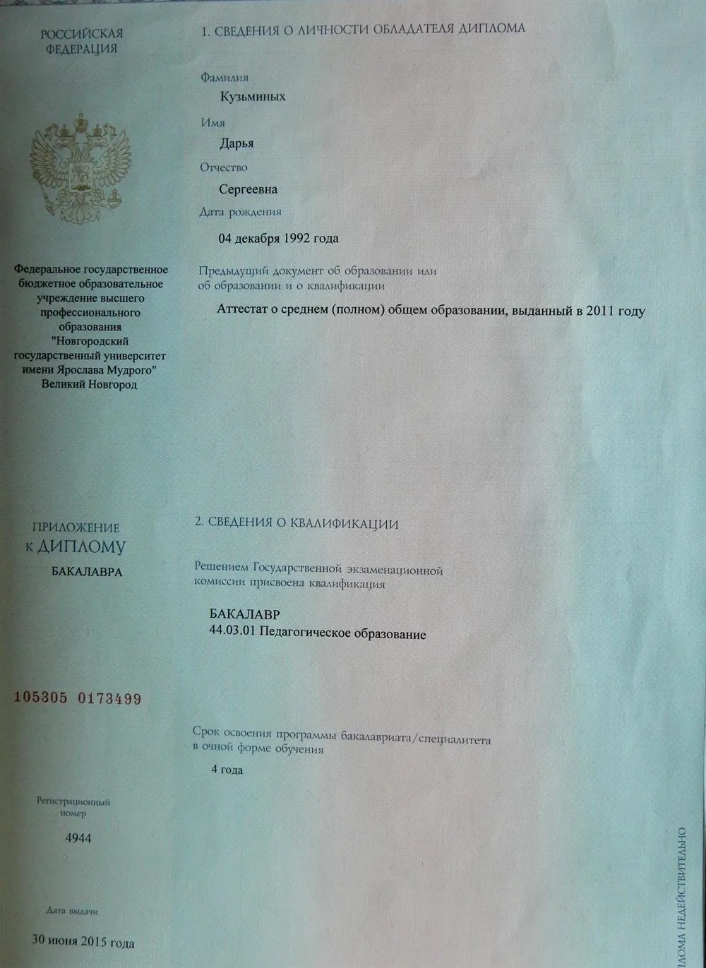 Диплом бакалавра