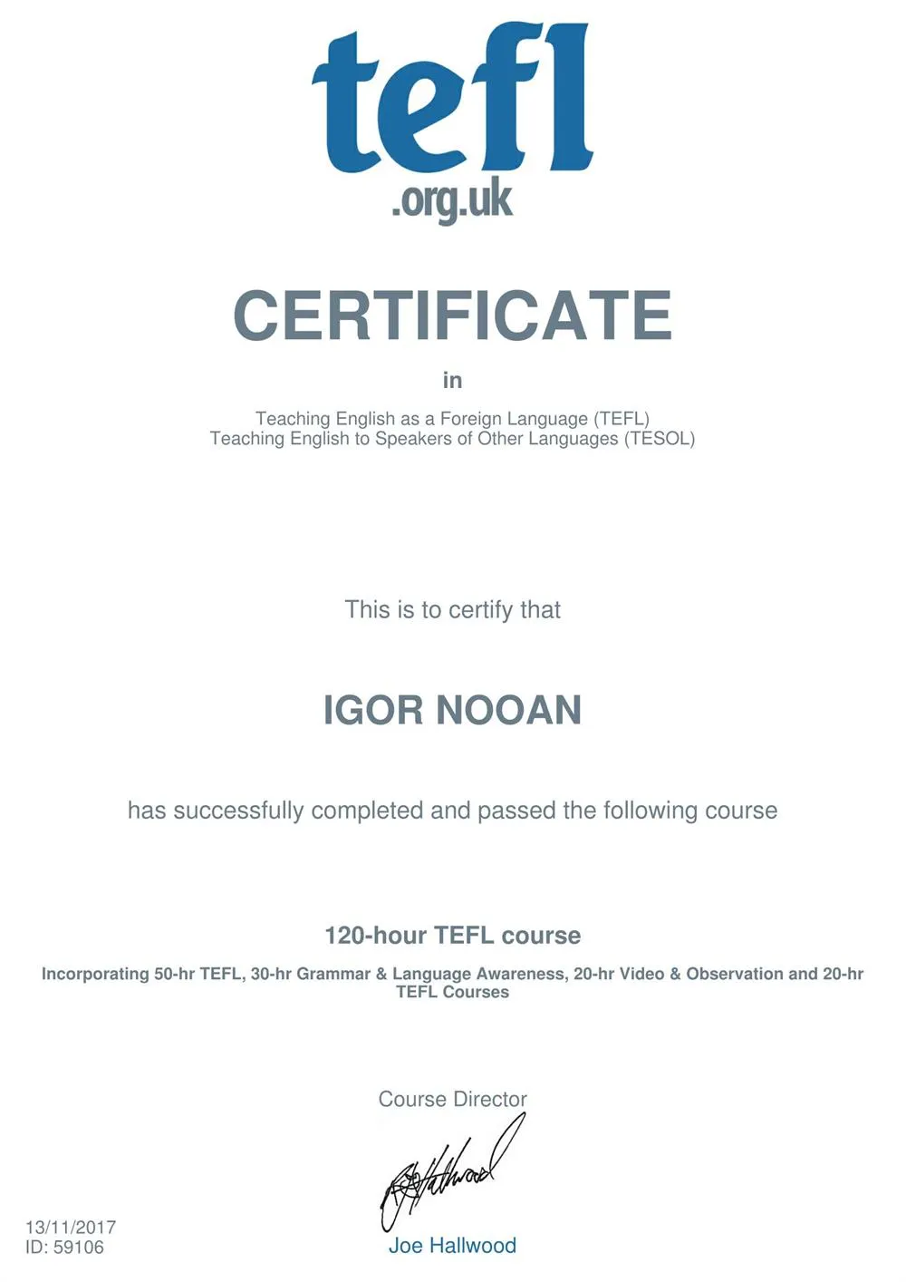 TEFL Certificate