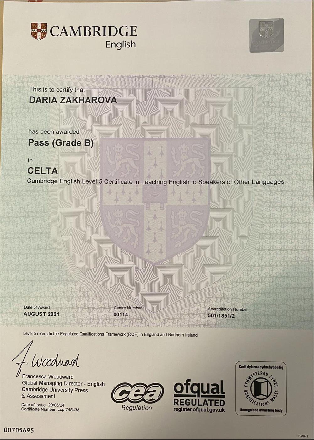 CELTA (Cambridge Certificate in teaching English to speakers of other languages)